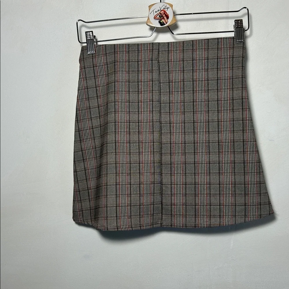 21 Saints Plaid‎ Skirt Mini Grey Red Check Tartan Size Medium NWT - Picture 2 of 6